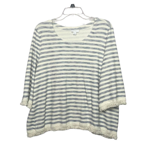 J. Jill Tops - J. Jill Soft Knit Striped 100% Cotton Blue and Ivory Lagen Coastal Top Size XL
